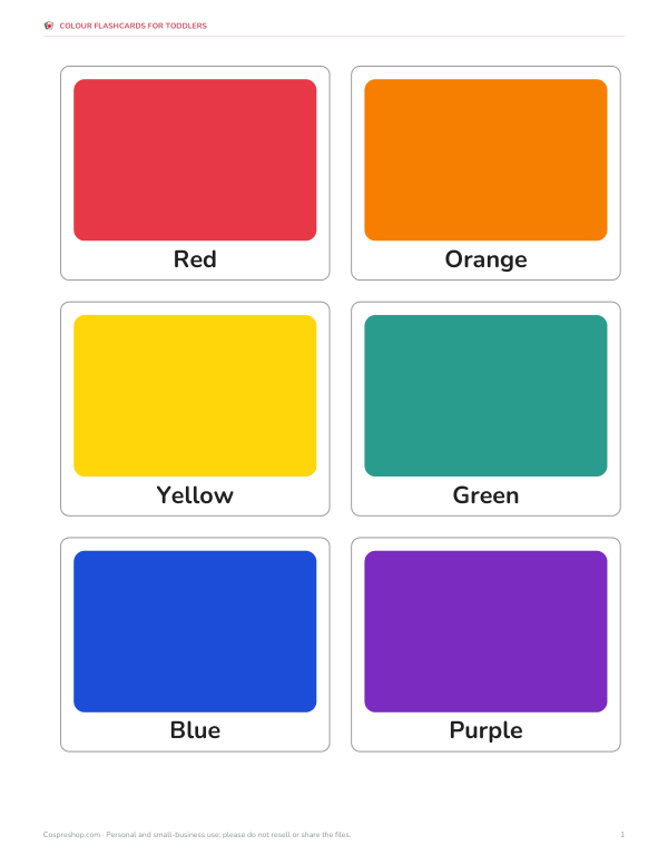 Preview of Printable Colour Flashcards
